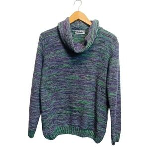 Disinvolta Made in Italy Blue Green Knit Cowl Neck Lana Blend Medium Sweater Y2K